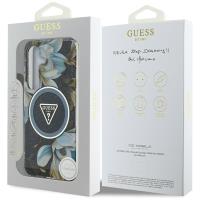 Guess Glitter Flowers Triangle Buttons MagSafe - Etui do Samsung Galaxy S25 (czarny)