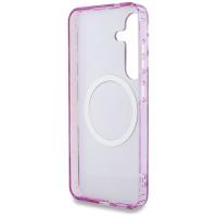 Guess Glitter Flowers Triangle Buttons MagSafe - Etui do Samsung Galaxy S25 (fioletowy)