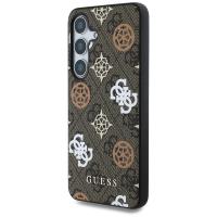 Guess 4G Printed Colored Peony Pattern MagSafe - Etui do Samsung Galaxy S25 (brązowy)
