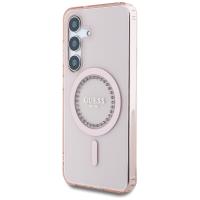 Guess Rhinestones Printed Classic Logo MagSafe - Etui do Samsung Galaxy S25 (różowy)