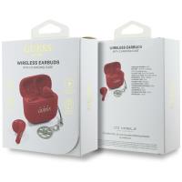 Guess Glossy Effect Printed Classic Logo & Charm - Słuchawki Bluetooth TWS + etui ładujące (czerwony)