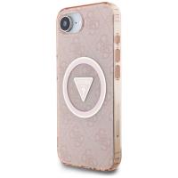 Guess IML Metal Glitter 4G Circle Triangle MagSafe - Etui do iPhone 16e (różowy)