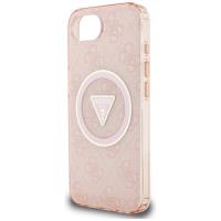 Guess IML Metal Glitter 4G Circle Triangle MagSafe - Etui do iPhone 16e (różowy)