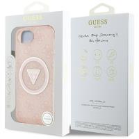 Guess IML Metal Glitter 4G Circle Triangle MagSafe - Etui do iPhone 16e (różowy)