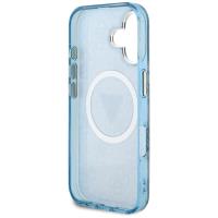 Guess IML Metal Glitter 4G Circle Triangle MagSafe - Etui do iPhone 16 (niebieski)