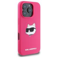 Karl Lagerfeld Silicone Choupette Head Print MagSafe - Etui iPhone 16 Pro (fuksja)