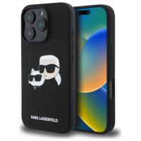 Karl Lagerfeld Silicone Double Heads Print MagSafe - Etui iPhone 16 Pro (czarny) Karl Lagerfeld Silicone Double Heads Print MagSafe - Etui iPhone 16 Pro (czarny)