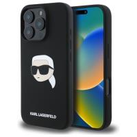 Karl Lagerfeld Silicone Karl Head Print MagSafe - Etui iPhone 16 Pro (czarny) Karl Lagerfeld Silicone Karl Head Print MagSafe - Etui iPhone 16 Pro (czarny)