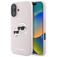 Karl Lagerfeld Silicone Double Heads Print MagSafe - Etui iPhone 16 (różowy) Karl Lagerfeld Silicone Double Heads Print MagSafe - Etui iPhone 16 (różowy)