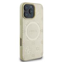 Guess Saffiano Peony Classic Logo MagSafe - Etui iPhone 16 Pro (złoty)