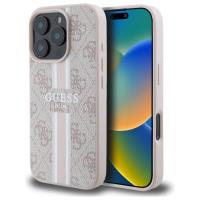 Guess 4G Printed Stripes MagSafe - Etui iPhone 16 Pro Max (różowy) Guess 4G Printed Stripes MagSafe - Etui iPhone 16 Pro Max (różowy)