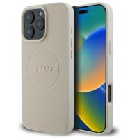 Guess Grained Ring MagSafe - Etui iPhone 16 Pro Max (beżowy) Guess Grained Ring MagSafe - Etui iPhone 16 Pro Max (beżowy)