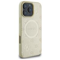 Guess Saffiano Peony Classic Logo MagSafe - Etui iPhone 16 Pro Max (złoty)