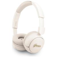 Guess Metal Logo Script - Bezprzewodowe słuchawki nauszne Bluetooth V5.3 (beżowy)