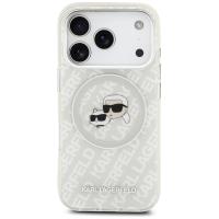 Karl Lagerfeld IML Glitter Karl & Choupette Heads Logo MagSafe - Etui iPhone 17 Pro Max (szary)