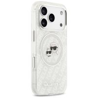 Karl Lagerfeld IML Glitter Karl & Choupette Heads Logo MagSafe - Etui iPhone 17 Pro Max (szary)