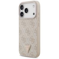 Guess Leather 4G Triangle Strass MagSafe - Etui iPhone 17 Pro (różowy)