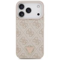 Guess Leather 4G Triangle Strass MagSafe - Etui iPhone 17 Pro (różowy)