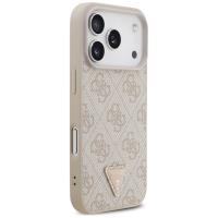 Guess Leather 4G Triangle Strass MagSafe - Etui iPhone 17 Pro (różowy)
