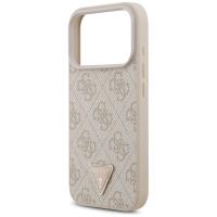 Guess Leather 4G Triangle Strass MagSafe - Etui iPhone 17 Pro (różowy)