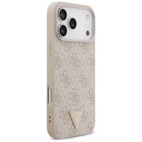 Guess Leather 4G Triangle Strass MagSafe - Etui iPhone 17 Pro Max (różowy)