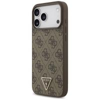 Guess Leather 4G Triangle Strass MagSafe - Etui iPhone 17 Pro Max (brązowy)