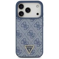 Guess Leather 4G Triangle Strass MagSafe - Etui iPhone 17 Pro (niebieski)