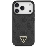 Guess Leather 4G Triangle Strass MagSafe - Etui iPhone 17 Pro (czarny)