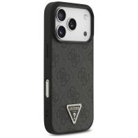 Guess Leather 4G Triangle Strass MagSafe - Etui iPhone 17 Pro (czarny)