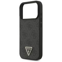 Guess Leather 4G Triangle Strass MagSafe - Etui iPhone 17 Pro (czarny)