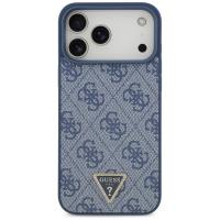 Guess Leather 4G Triangle Strass MagSafe - Etui iPhone 17 Pro Max (niebieski)