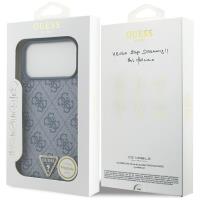 Guess Leather 4G Triangle Strass MagSafe - Etui iPhone 17 Pro Max (niebieski)