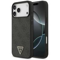 Guess Leather 4G Triangle Strass MagSafe - Etui iPhone 17 Pro Max (czarny)