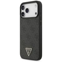 Guess Leather 4G Triangle Strass MagSafe - Etui iPhone 17 Pro Max (czarny)