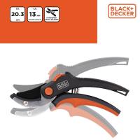 Black&Decker - Sekator kowadełkowy / nożyce ogrodowe do kwiatów i żywopłotu ostrze ze stali hartowanej