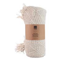 Arti Casa - Koc bawełniany w jodełke 130x170 cm (Beżowy / Biały)