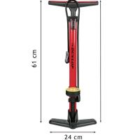 Dunlop - Pompka podłogowa do rowerów, piłek, materacy z manometrem (Czerwony)