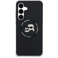 Karl Lagerfeld Silicone Karl & Choupette Heads MagSafe - Etui Samsung Galaxy S25 FE (czarny)