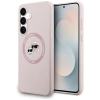 Karl Lagerfeld Silicone Karl & Choupette Heads MagSafe - Etui Samsung Galaxy S25 FE (różowy)