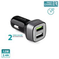 PURO Mini Car Fast Charger - Uniwersalna ładowarka samochodowa 2 x USB, 2.4 A square (czarny) PURO Mini Car Fast Charger - Uniwersalna ładowarka samochodowa 2 x USB, 2.4 A square (czarny)