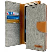 Mercury Canvas Diary - Etui Samsung Galaxy S8+ z kieszeniami na karty + stand up (szary/camel) Mercury Canvas Diary - Etui Samsung Galaxy S8+ z kieszeniami na karty + stand up (szary/camel)