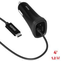 Kanex USB-C Car Charger - Ładowarka samochodowa z kablem USB-C, 3 A, 1.2 m + USB Port 1 A (Black) Kanex USB-C Car Charger - Ładowarka samochodowa z kablem USB-C, 3 A, 1.2 m + USB Port 1 A (Black)