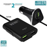 PURO Fast Charger for Car - Ładowarka samochodowa 2 x USB + HUB 2 x USB, 6,8 A, 34 W, 1,8 m (czarny) PURO Fast Charger for Car - Ładowarka samochodowa 2 x USB + HUB 2 x USB, 6,8 A, 34 W, 1,8 m (czarny)