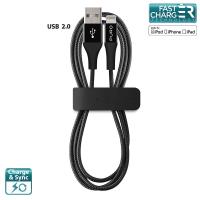 PURO Braided Cable - Kabel MFi z Lightning + klips + Aluminum Connector 1m (Jet Black)