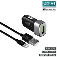 PURO Mini Car Fast Charger - Ładowarka samochodowa 5 V / 2.4 A - 12 W + kabel Lightning MFi 1 m (czarny) PURO Mini Car Fast Charger - Ładowarka samochodowa 5 V / 2.4 A - 12 W + kabel Lightning MFi 1 m (czarny)