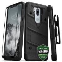 Zizo Bolt Cover - Pancerne etui LG G7 ThinQ ze szkłem 9H na ekran + podstawka & uchwyt do paska (Black/Black) Zizo Bolt Cover - Pancerne etui LG G7 ThinQ ze szkłem 9H na ekran + podstawka & uchwyt do paska (Black/Black)