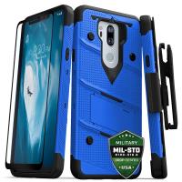 Zizo Bolt Cover - Pancerne etui LG G7 ThinQ ze szkłem 9H na ekran + podstawka & uchwyt do paska (Blue/Black) Zizo Bolt Cover - Pancerne etui LG G7 ThinQ ze szkłem 9H na ekran + podstawka & uchwyt do paska (Blue/Black)