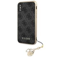 Guess 4G Charms Collection - Etui iPhone X z zawieszką (szary) Guess 4G Charms Collection - Etui iPhone X z zawieszką (szary)