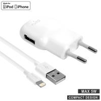 PURO Mini Travel Charger - Ładowarka sieciowa USB + kabel Lightning MFi 1 m, 1 A, 5 W (biały) PURO Mini Travel Charger - Ładowarka sieciowa USB + kabel Lightning MFi 1 m, 1 A, 5 W (biały)