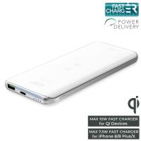 PURO Wireless Slim Power Bank - Power Bank 8000 mAh z ładowaniem indukcyjnym Qi do iPhone i Android, 10 W (biały) PURO Wireless Slim Power Bank - Power Bank 8000 mAh z ładowaniem indukcyjnym Qi do iPhone i Android, 10 W (biały)